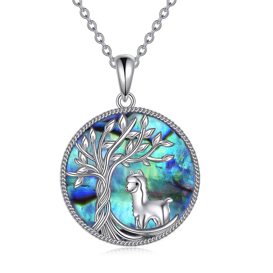 Tree of Life Panda Necklace Sterling Silver with Abalone Shell Animal Pendant Jewelry Birthday Anniversary Mothers Valentines Day Gifts for Women