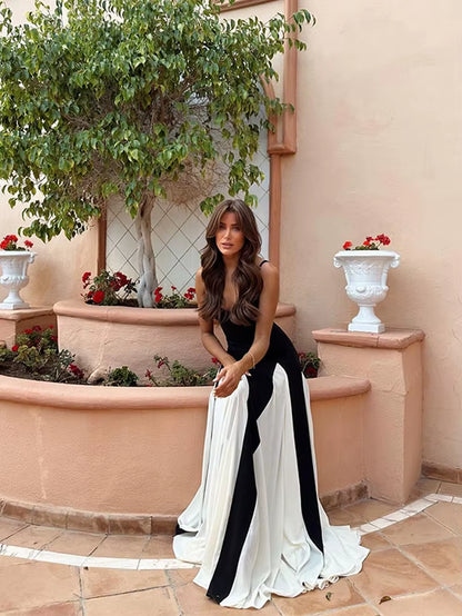 Elegant Pleated Backless Sleeveless Maxi Dress