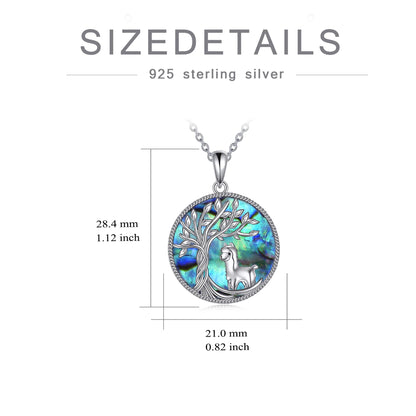 Tree of Life Panda Necklace Sterling Silver with Abalone Shell Animal Pendant Jewelry Birthday Anniversary Mothers Valentines Day Gifts for Women