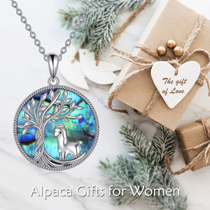 Tree of Life Panda Necklace Sterling Silver with Abalone Shell Animal Pendant Jewelry Birthday Anniversary Mothers Valentines Day Gifts for Women